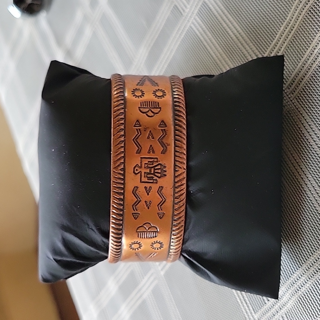 Solid Copper Cuff Bracelet - Aztec Designs